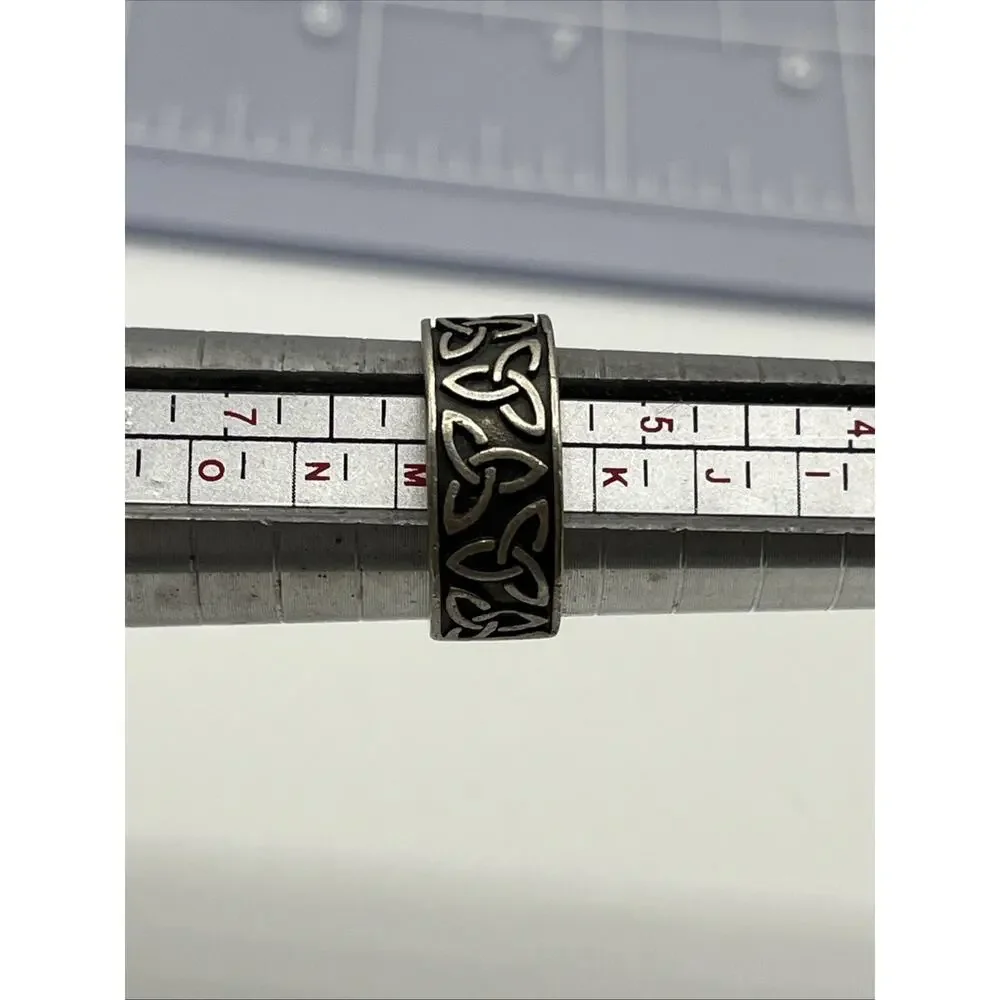 STERLING SILVER SS WJo EMBOSSED CELTIC TRIAD KNOT BAND RING SIZE 6 925